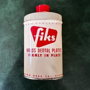 Antique Vintage Dental Fiks Dental Plate Adhesive Powder